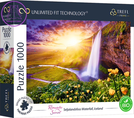 TREFL Puzzle UFT Romantic Sunset: Seljalandsfoss vodopády, Island 1000 dílků