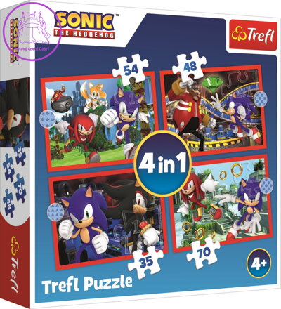 TREFL Puzzle Sonic: Dobrodružná jízda 4v1 (35,48,54,70 dílků)