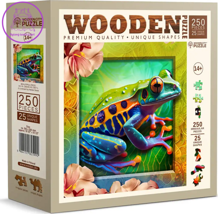 WOODEN CITY Dřevěné puzzle Barevná žabka 250 dílků EKO