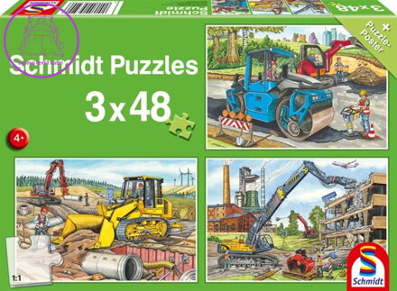 SCHMIDT Puzzle Na staveništi 3x48 dílků