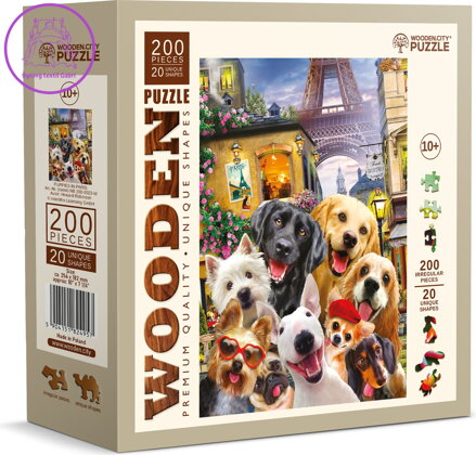 WOODEN CITY Dřevěné puzzle Štěňata v Paříži 200 dílků