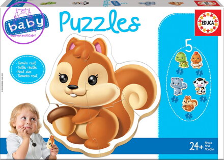 EDUCA Baby puzzle Zvířátka 5v1 (3-5 dílků)