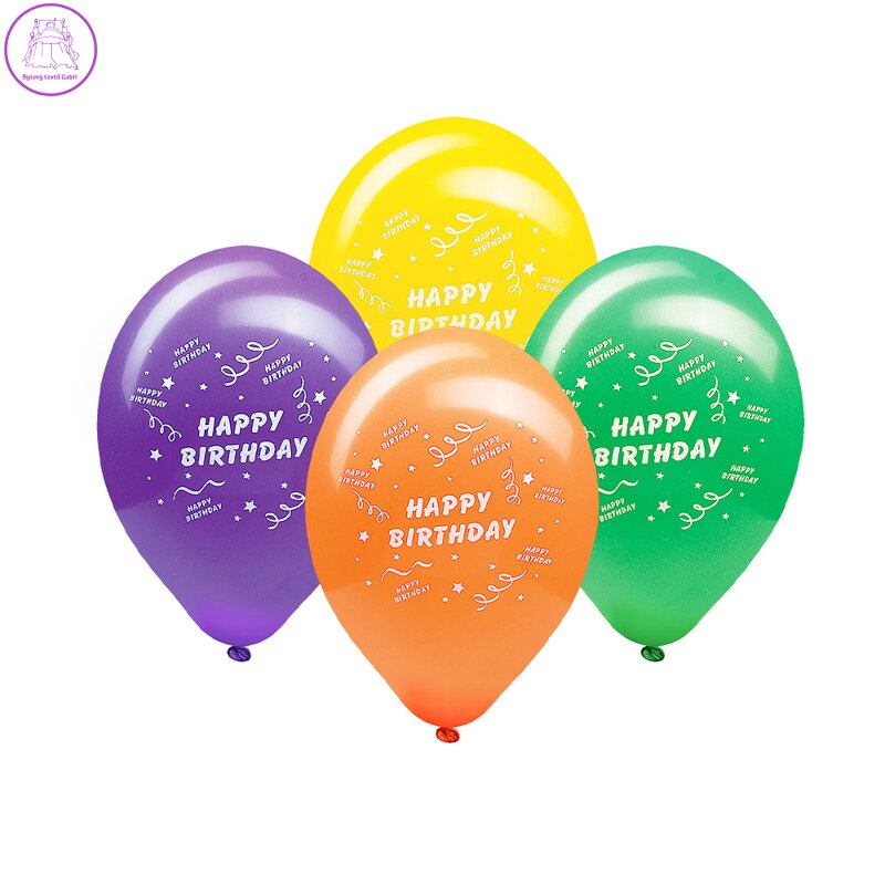 Balón M 25 cm, Happy Birthday / 10 ks /