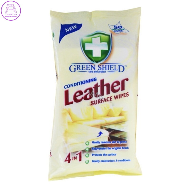 Green Shield 4v1 Kůže a koženka vlhčené čistící ubrousky 50 ks