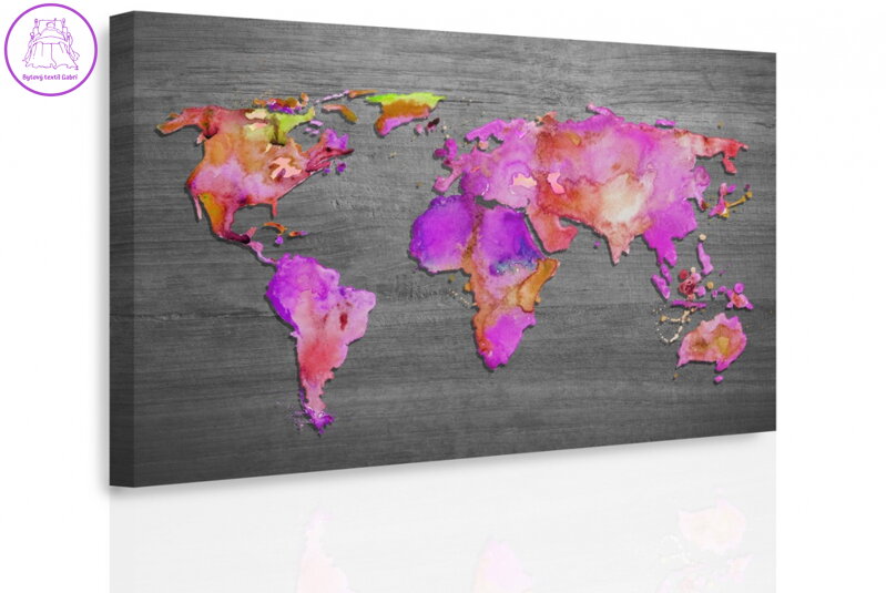 Obraz Mapa světa růžová