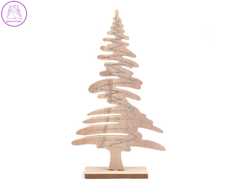 Dřevěný vánoční stromeček s glitry