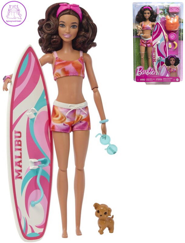 MATTEL BRB Panenka Barbie surfařka herní set s doplňky v krabici