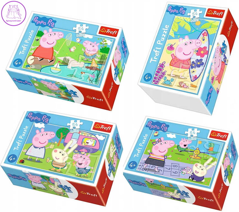 TREFL PUZZLE Prasátko Peppa Pig U rybníka mini 20x13cm 54 dílků 4 druhy