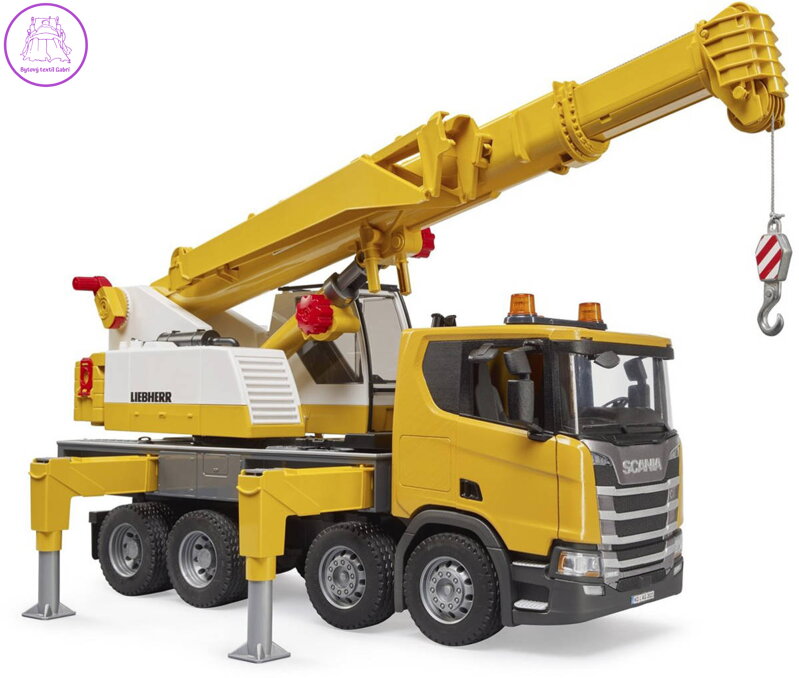 BRUDER 03571 Scania 560R jeřáb Liebherr na baterie Světlo Zvuk model 1:16 plast