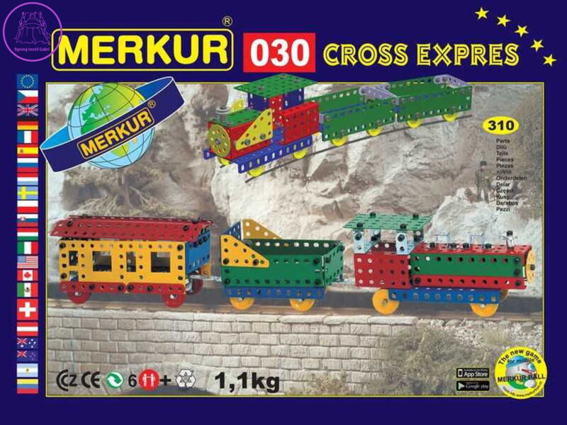 MERKUR M 030 Vláček Cross Expres 310 dílků *KOVOVÁ STAVEBNICE*