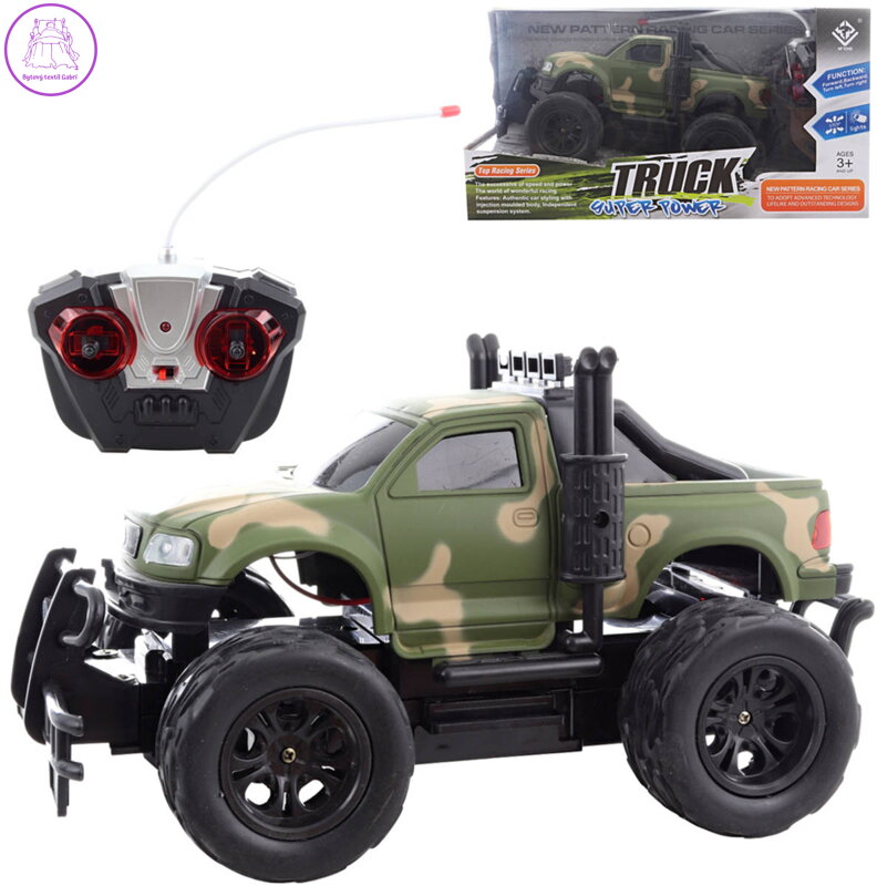 RC Auto jeep vojenský off-road na vysílačku 27MHz 1:16 na baterie Světlo