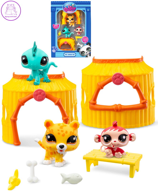 HASBRO LPS Džungle Zvířátko Littlest Pet Shop generace 7 set 3ks s doplňky