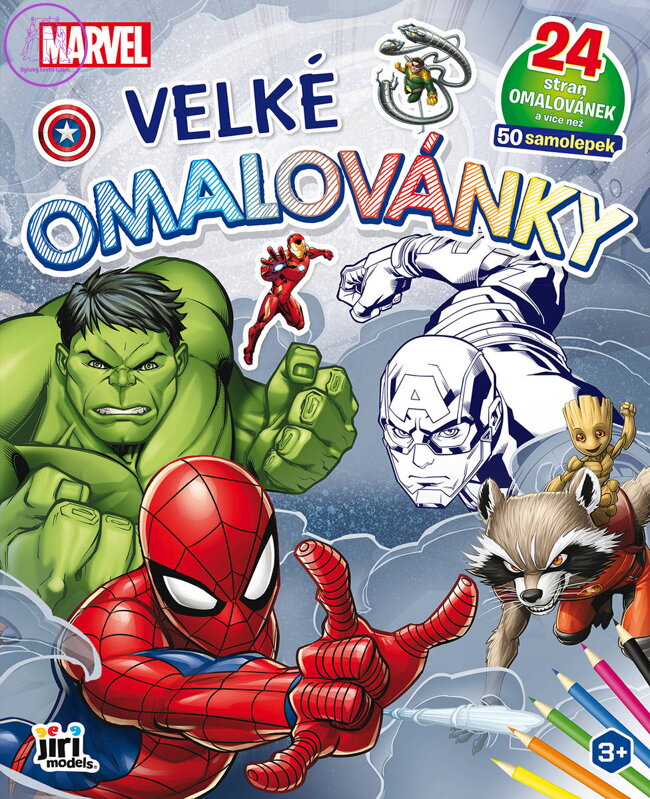 JIRI MODELS Omalovánky velké se samolepkami Marvel