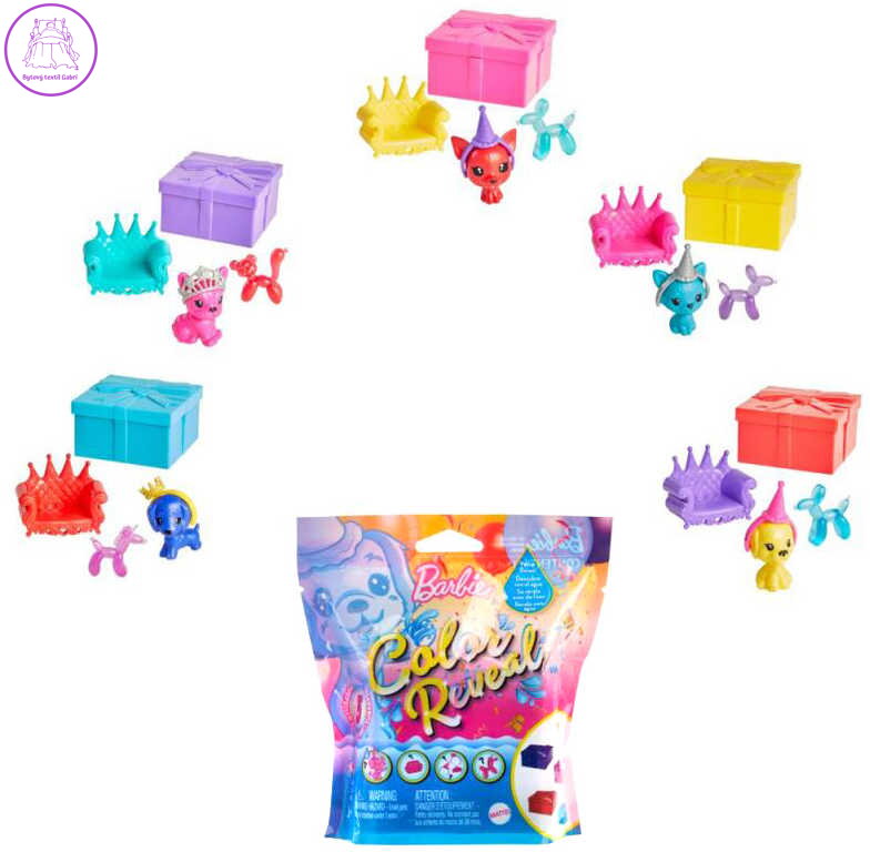 MATTEL BRB Barbie Color reveal set zvířátko s doplňky s překvapením