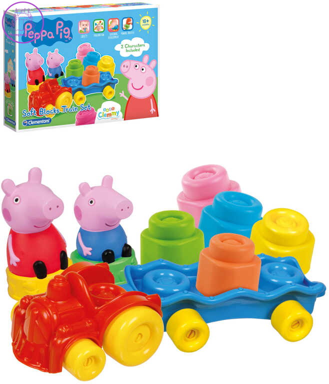 CLEMENTONI CLEMMY Baby vláček herní set s kostkami Peppa Pig