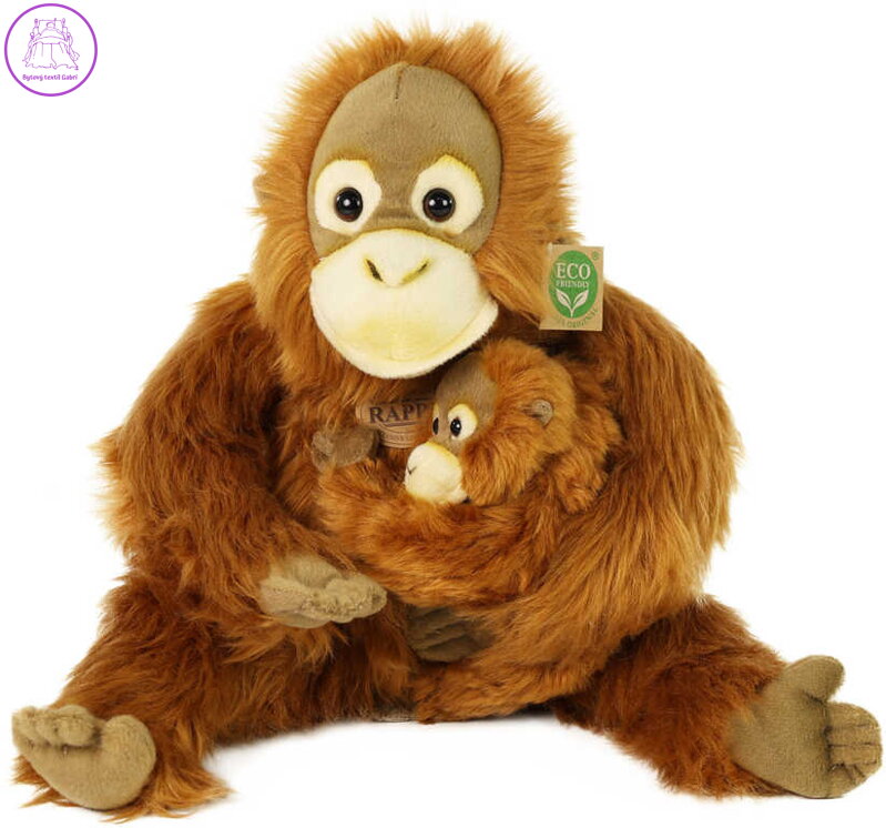 PLYŠ Opice orangutan 28cm set s mládětem Eco-Friendly *PLYŠOVÉ HRAČKY*