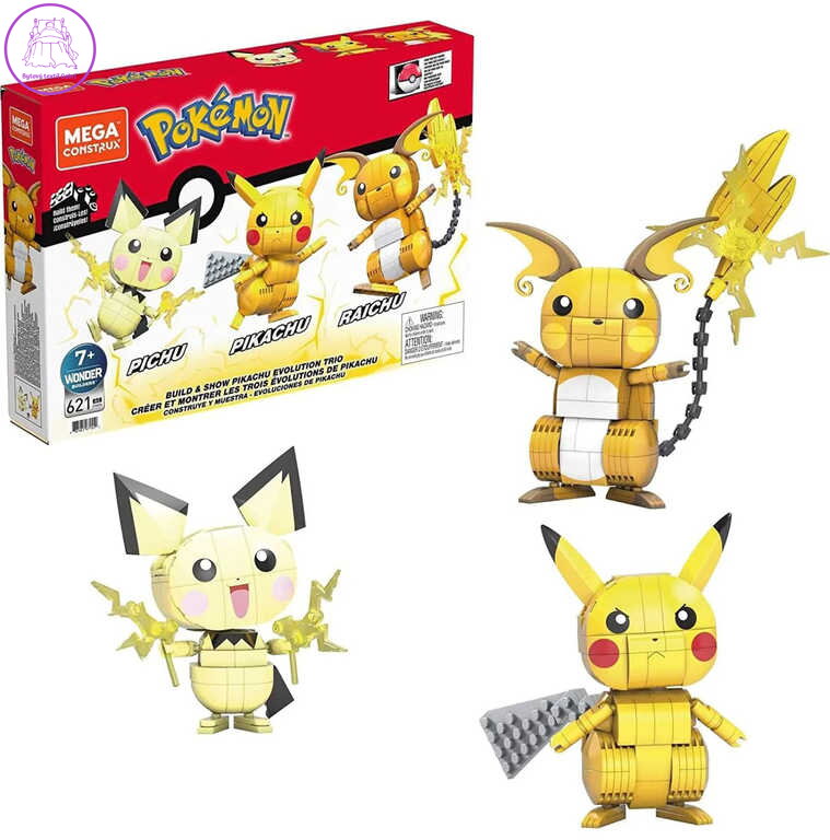 MEGA CONSTRUX Pokémon Pikachu / Pichu / Raichu 3v1 STAVEBNICE