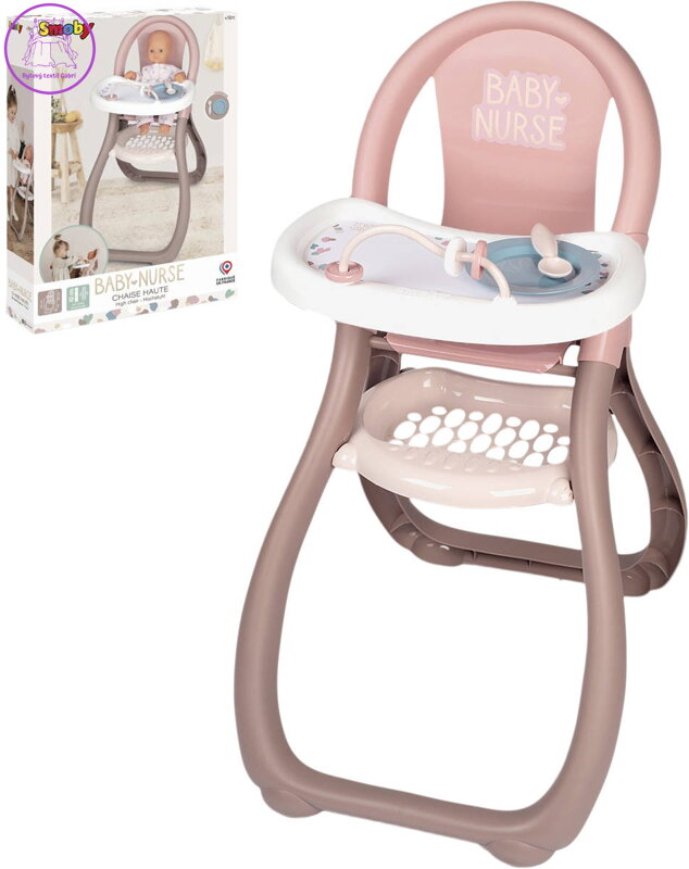 SMOBY Baby Nurse jídelní set židlička pro panenku miminko s doplňky