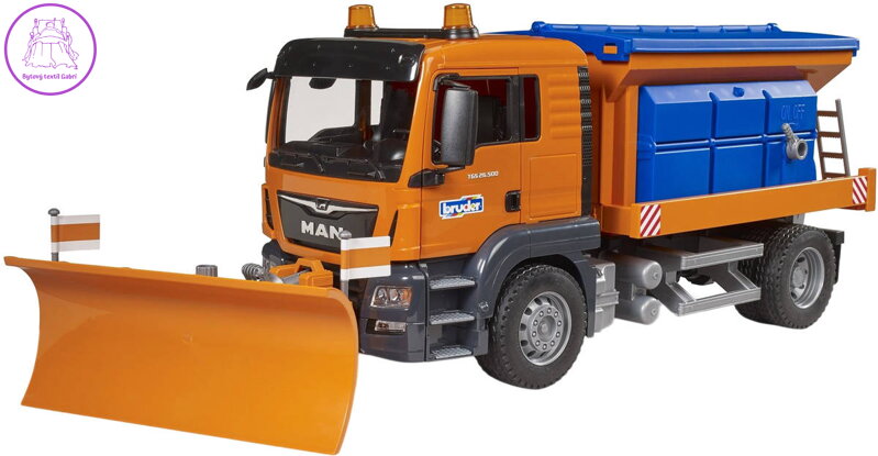 BRUDER 03785 Auto MAN TGS Odklízecí vozidlo sypač s radlicí model 1:16 plast