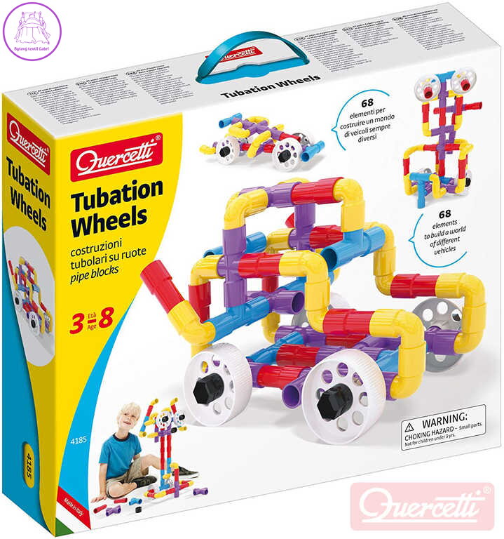 QUERCETTI Tubation Wheels 3D  potrubí a kola 68 dílků STAVEBNICE