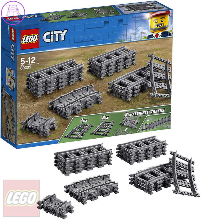 LEGO CITY Koleje rovné a zahnuté doplněk k vláčkodráze 60205 STAVEBNICE