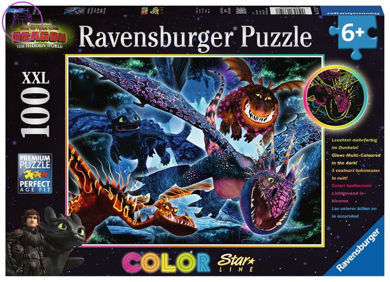 RAVENSBURGER Svítící puzzle Jak vycvičit draka III XXL 100 dílků