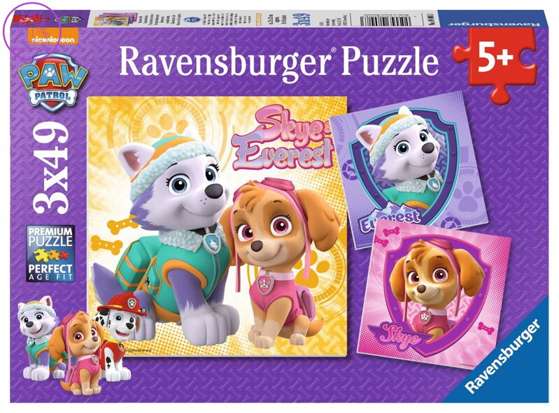 RAVENSBURGER Puzzle Tlapková patrola: Dívčí síla 3x49 dílků