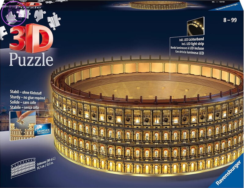 RAVENSBURGER Svítící 3D puzzle Noční edice Koloseum, Řím 216 dílků