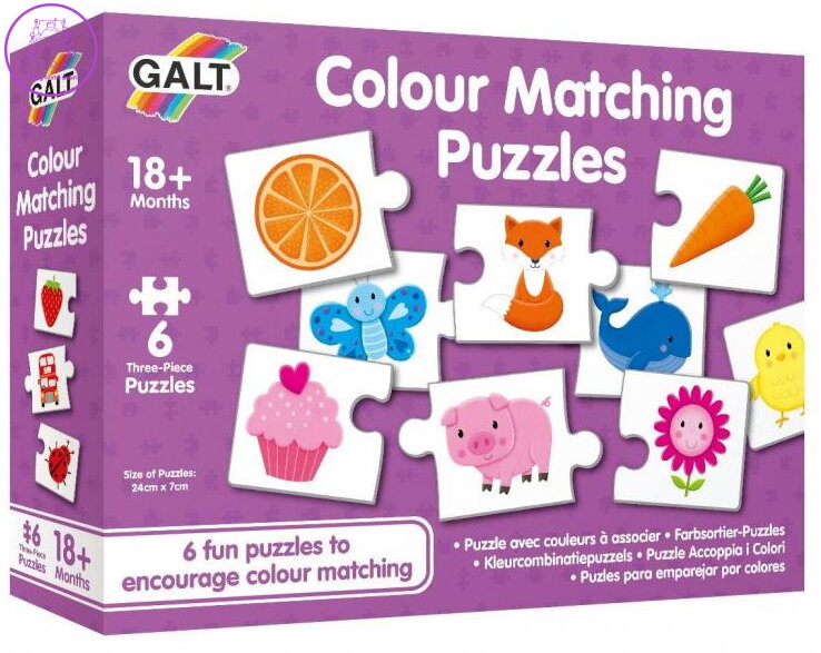 GALT Puzzle Barevné trojice 6x3 dílky