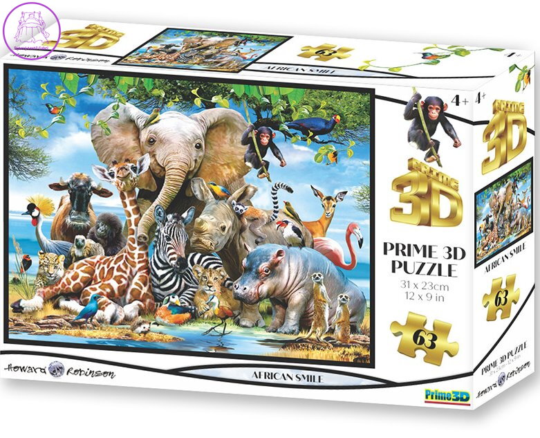 PRIME 3D Puzzle Africký úsměv 3D 63 dílků