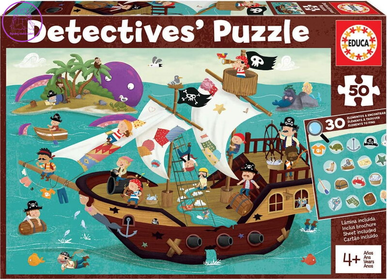 EDUCA Detektivní puzzle Pirátská loď 50 dílků