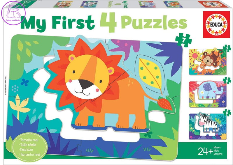 EDUCA Moje první puzzle Zvířátka z divočiny 4v1 (5,6,7,8 dílků)