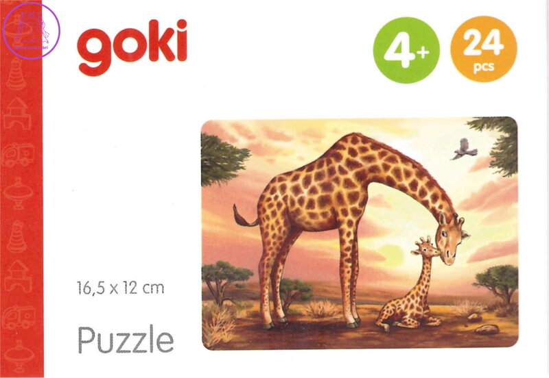 GOKI Dřevěné puzzle Africká zvířata: Žirafy 24 dílků