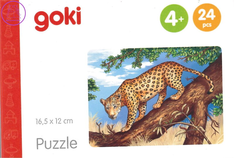 GOKI Dřevěné puzzle Africká zvířata: Jaguár 24 dílků