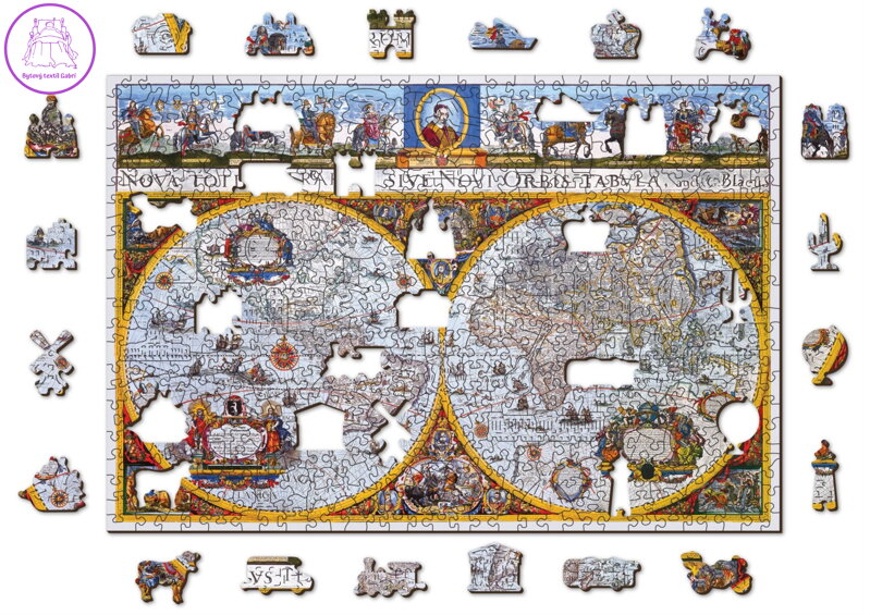 WOODEN CITY Dřevěné puzzle Antická mapa Nova Terrarum 2v1, 505 dílků EKO