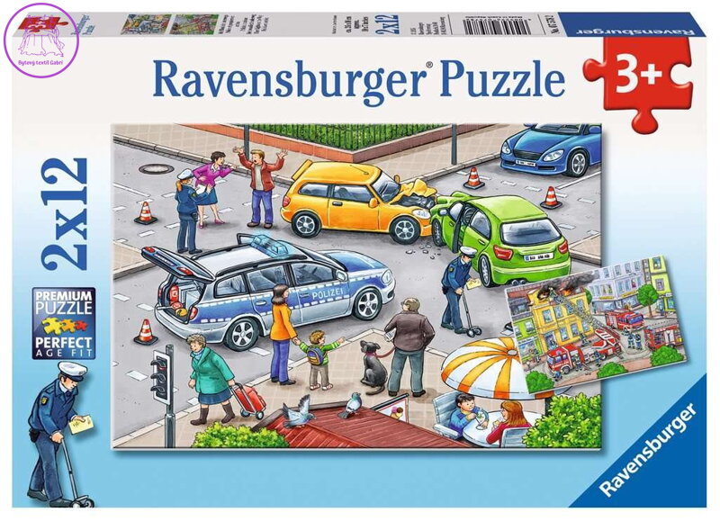 RAVENSBURGER Puzzle S modrým světlem na cestách 2x12 dílků