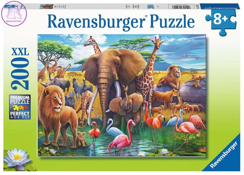 RAVENSBURGER Puzzle Zvířata u napajedla XXL 200 dílků