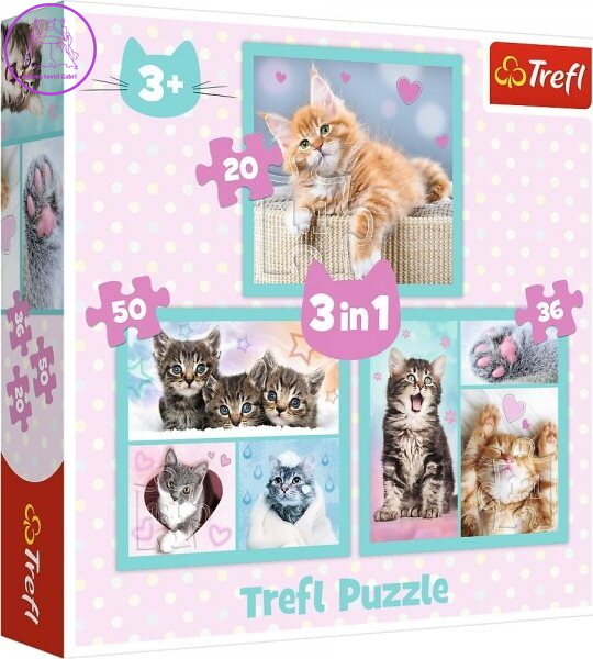 TREFL Puzzle Sladká koťátka 3v1 (20,36,50 dílků)