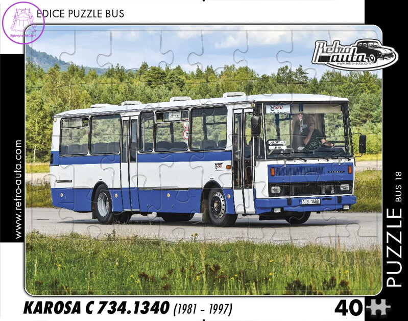 RETRO-AUTA Puzzle BUS č.18 Karosa C 734.1340 (1981 - 1997) 40 dílků