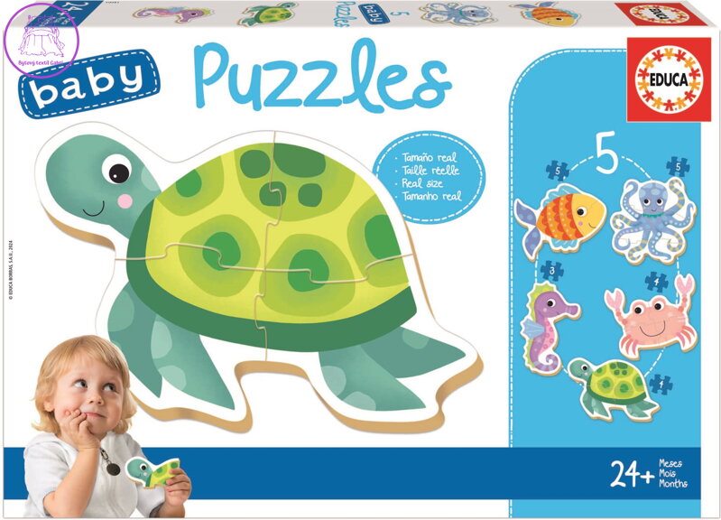 EDUCA Baby puzzle Vodní zvířata 5v1 (3-5 dílků)