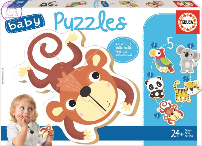 EDUCA Baby puzzle Divoká zvěř 5v1 (3-5 dílků)