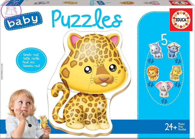 EDUCA Baby puzzle Divoká zvířátka 5v1 (3-5 dílků)