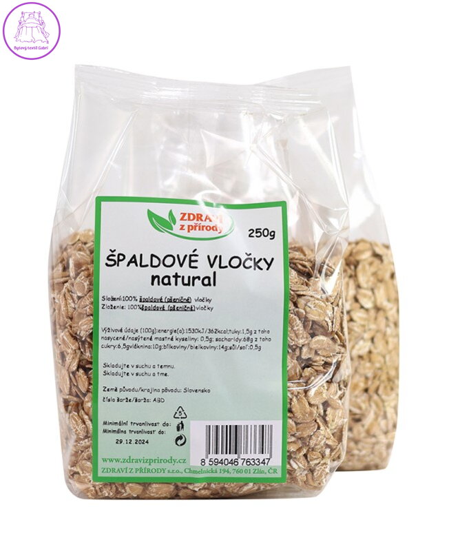 Vločky špaldové natural 250g ZP 85